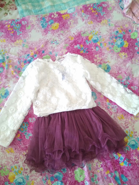 Floral Lace Long Sleeve & Skirt Set