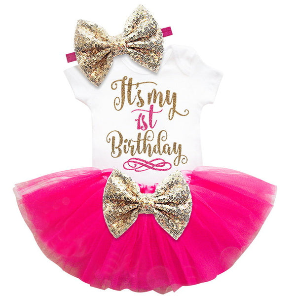 Baby Girl's 1st Birthday Outfit Set