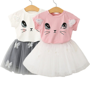 Girl's Cutie Kitty Tutu Skirt Set
