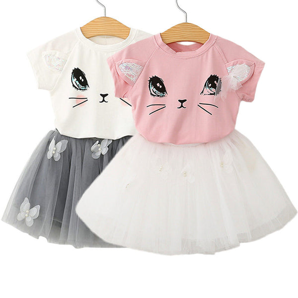 Girl's Cutie Kitty Tutu Skirt Set