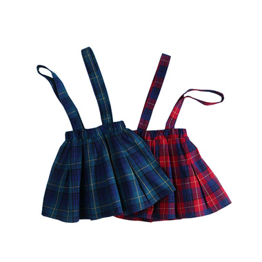 Girls Plaid Suspender Skirts