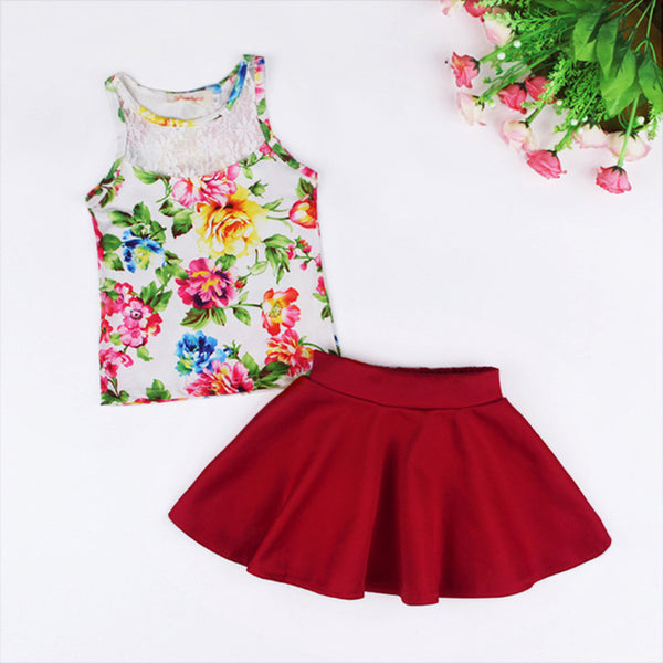 Floral Top & Skater's Skirt Set