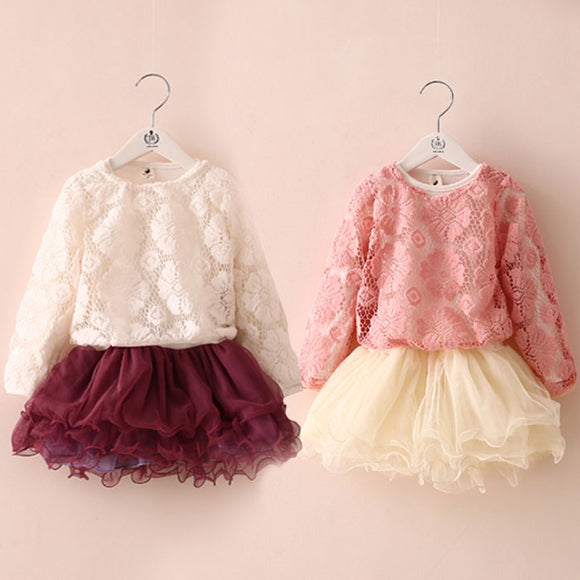 Floral Lace Long Sleeve & Skirt Set